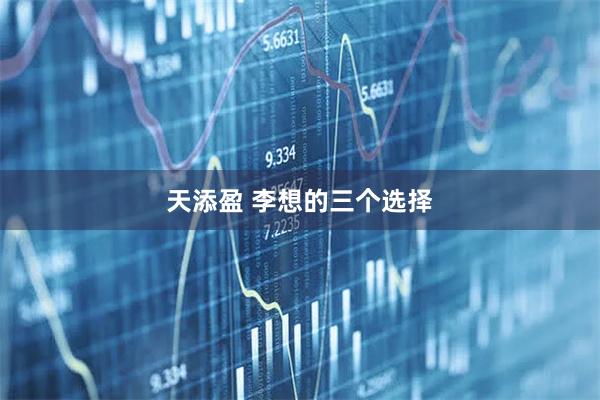天添盈 李想的三个选择